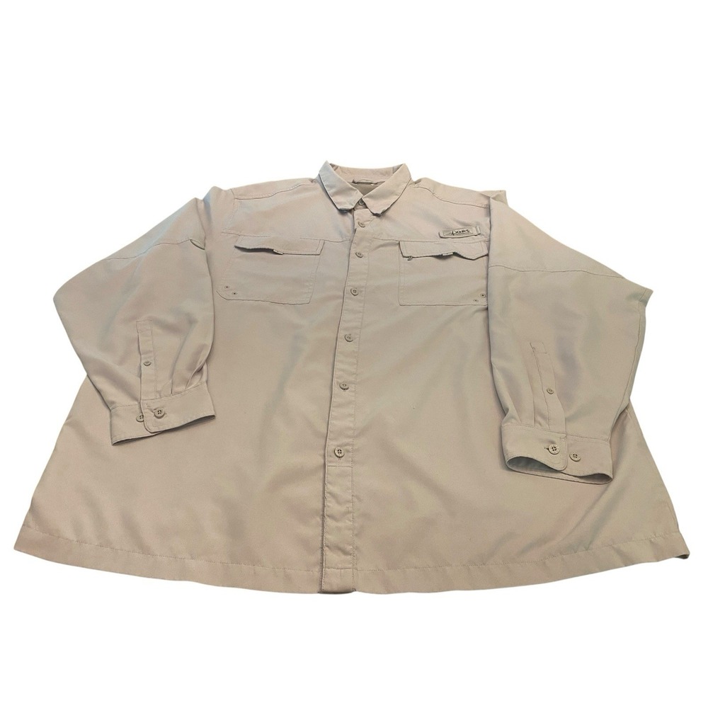 ⁠Habit Fishing Shirt Mens 3XL Gray Long Sleeve Solar Factor UPF 40+ Vented